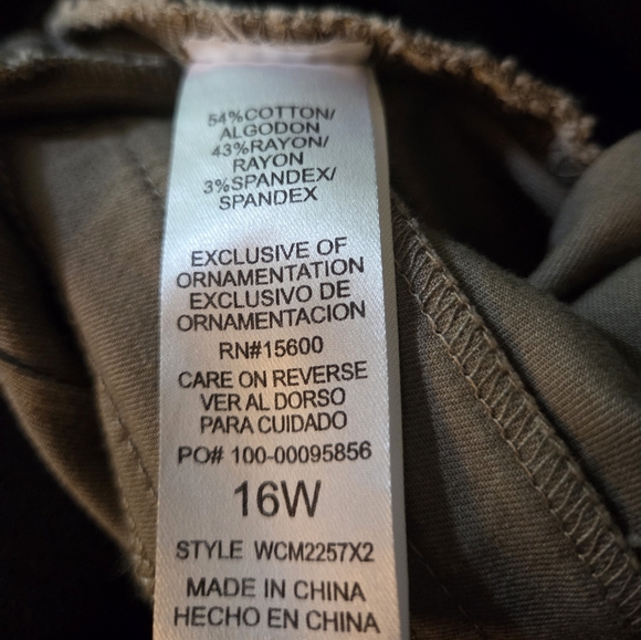 DEMOCRACY Pants Womens Size 16W Brown Chino "AB" Solution NWT - Picture 8 of 12